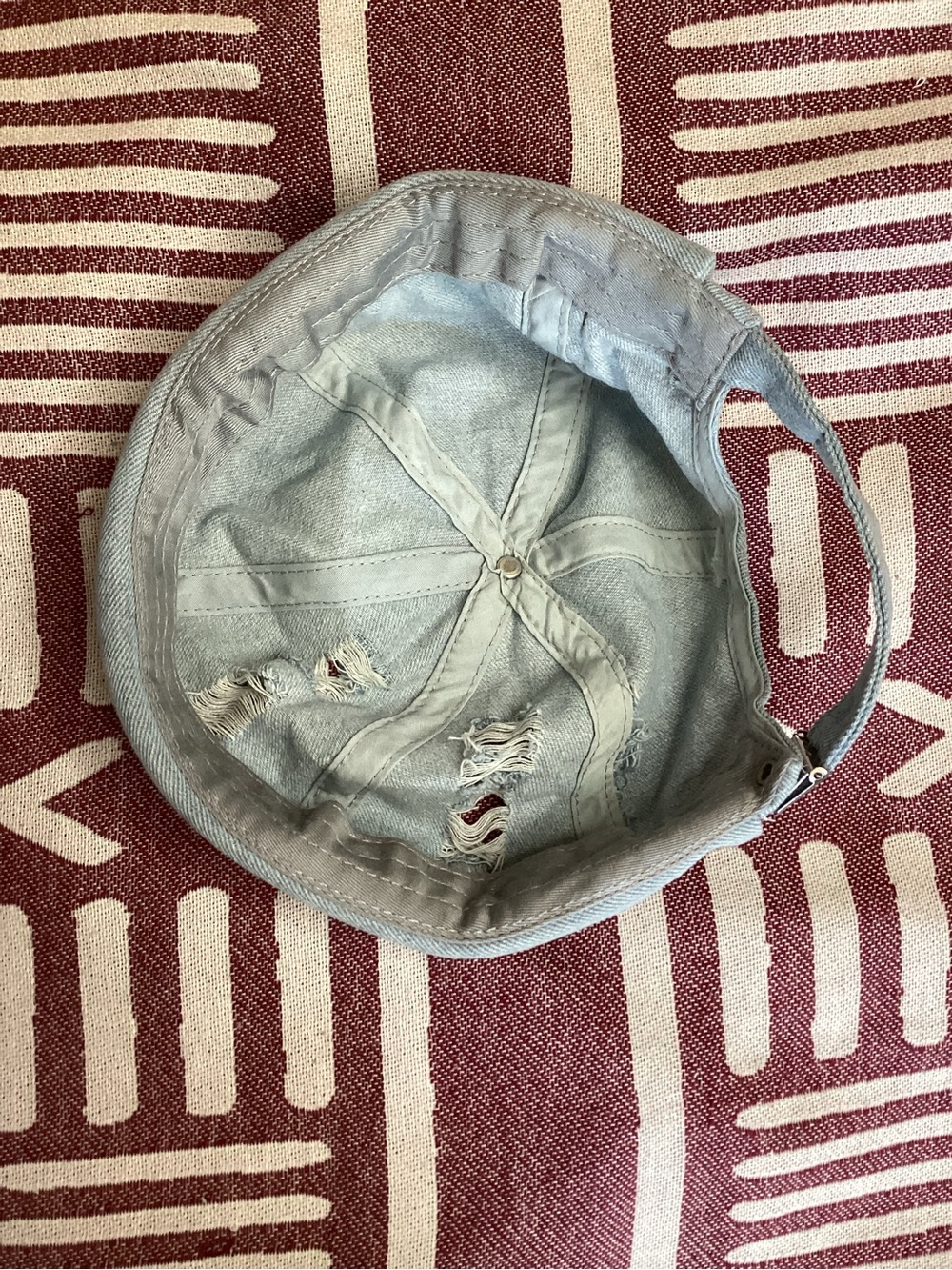 Light Blue Distressed Denim Cuffed Beanie - Picture 7 of 11